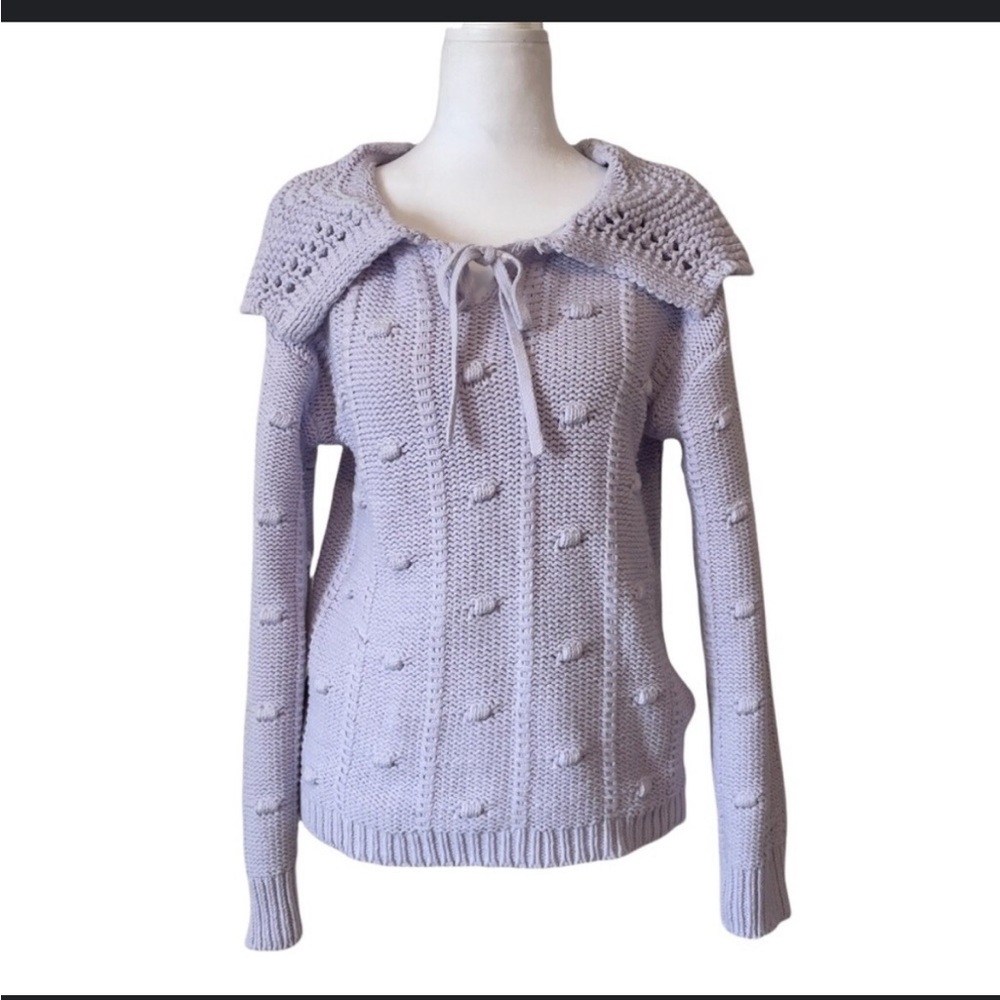 Sandy Liang Light Purple Knit Sweater with Collar